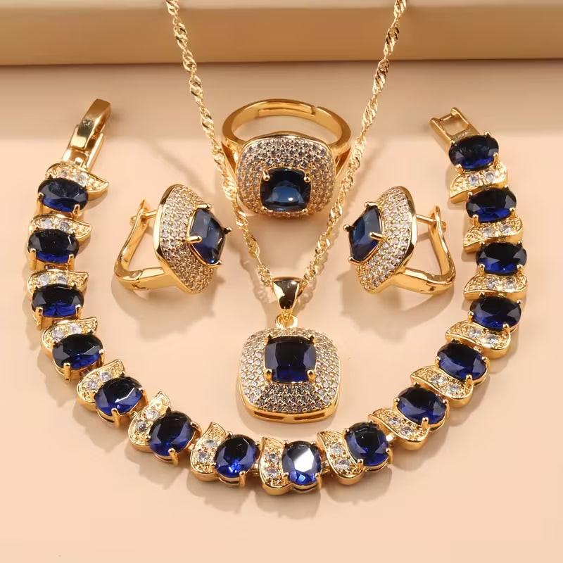 Modern Geometry Square Pendant, Necklace, Bracelet, Ring & Earrings Set