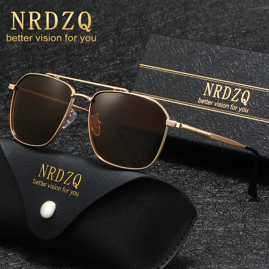 Men’s Square Metal Frame Polarized Sunglasses