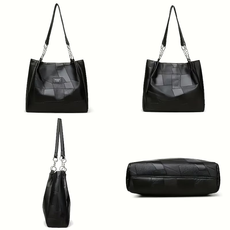 Women’s Large-Capacity Patchwork Design Tote Bag