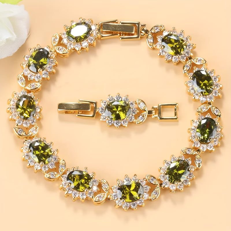 Arabesque Royal Olive Green Zirconia Jewelry Set