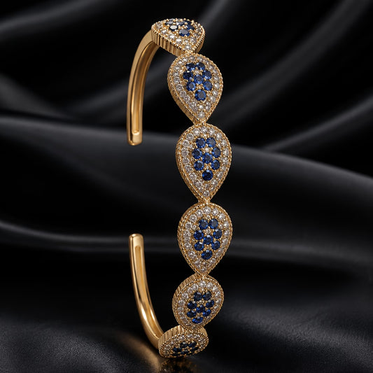 Luxury Water Drop Full-Pave Zirconia Open Bangle Bracelet