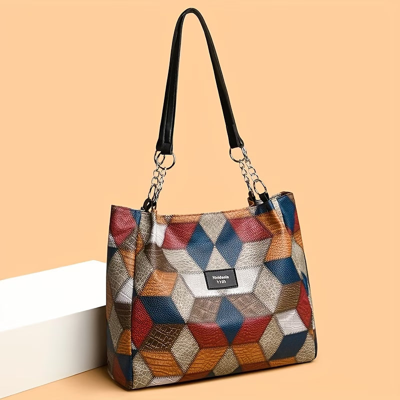 Women’s Vintage Geometric Pattern Tote Bag