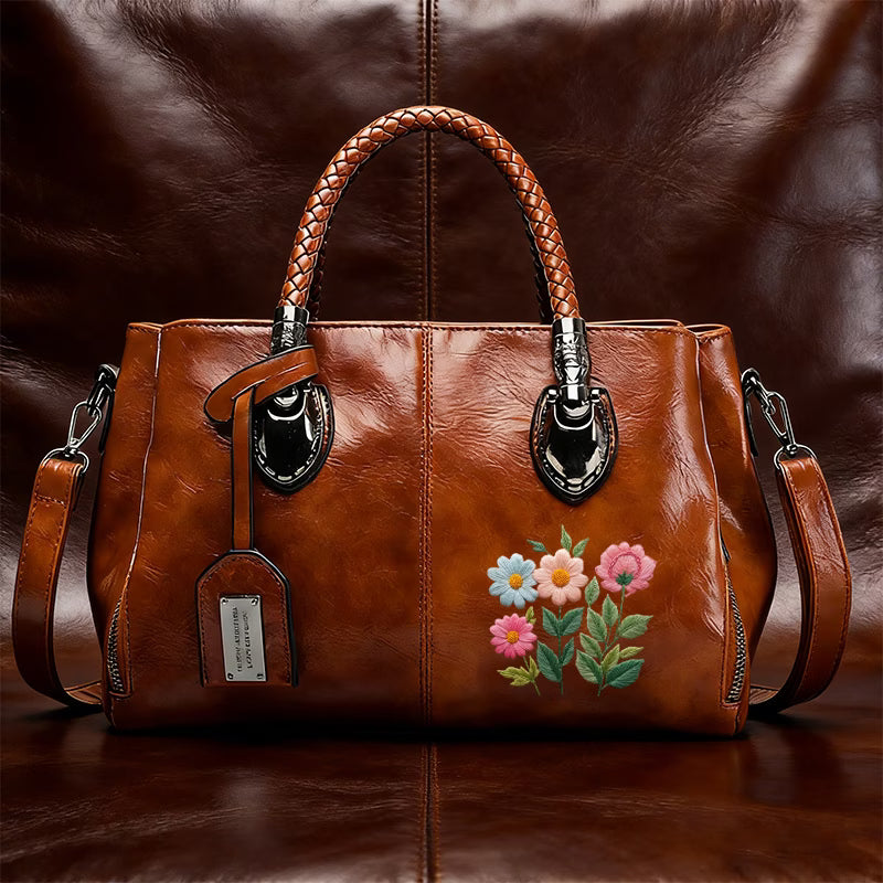 Women’s Vintage Floral Handbag – Stylish Top Handle Satchel