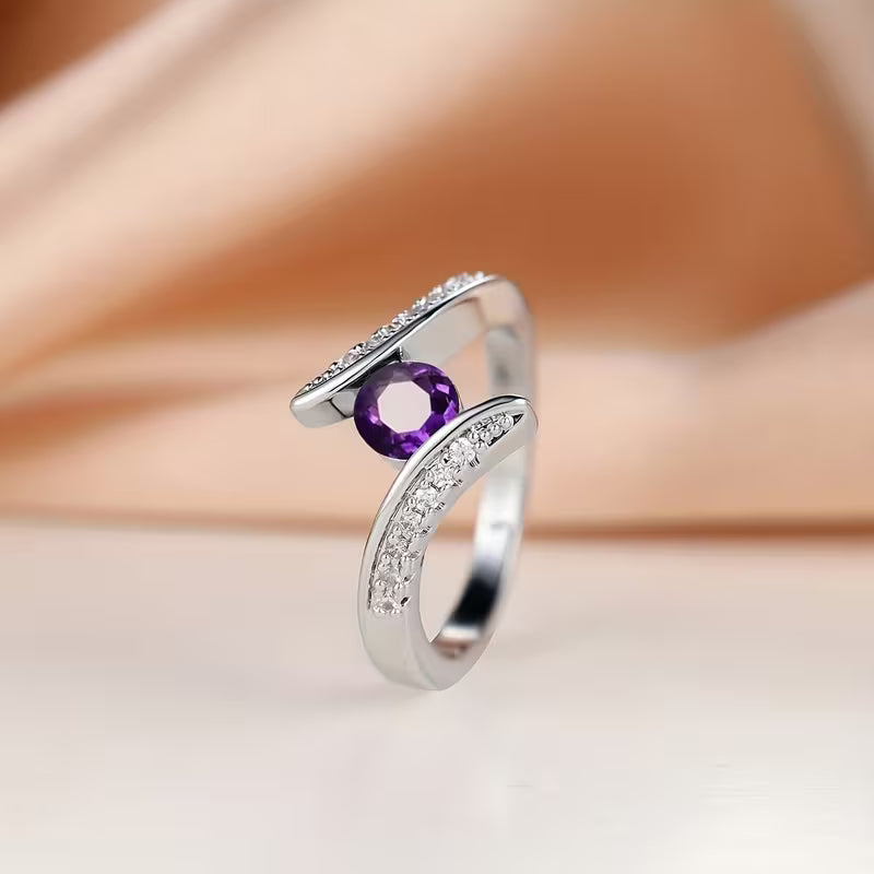 Synthetic Cubic Zirconia Unique Round Cut Ring