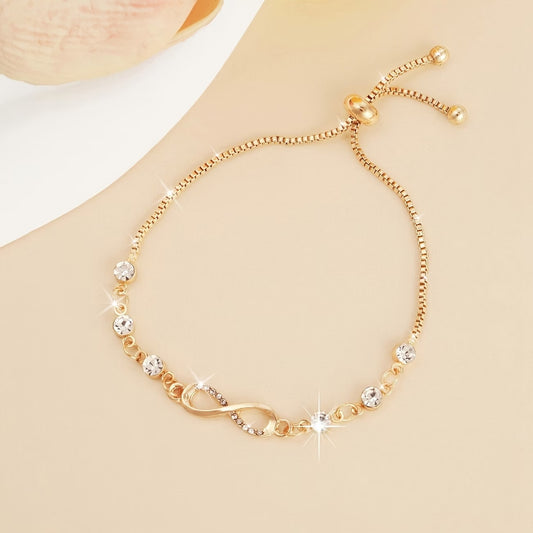 Micro Inlaid Zirconia Infinity Charm Bracelet