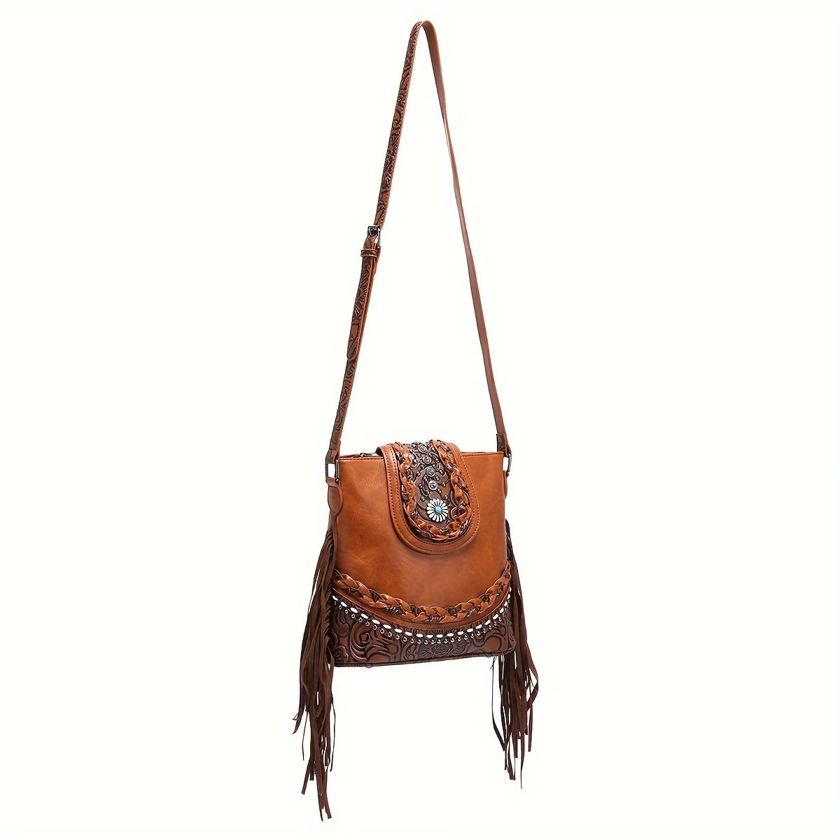 Women’s Braided Carved Tassel Shoulder Bag