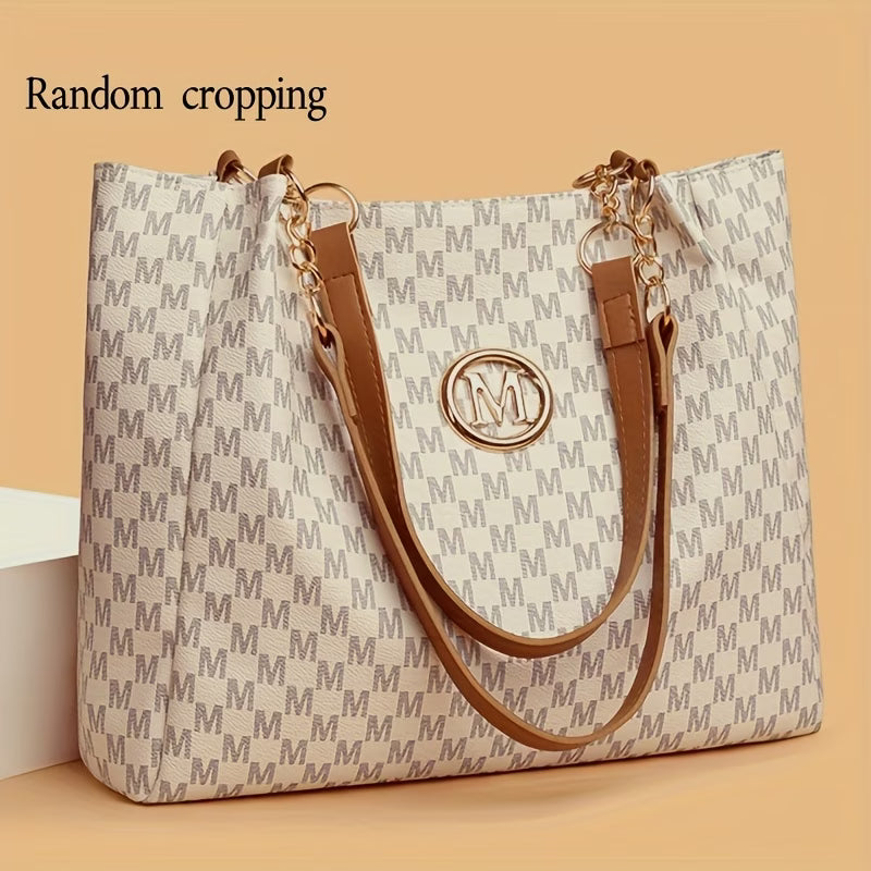 Women’s Retro Letter Print Shoulder Bag – Large Capacity