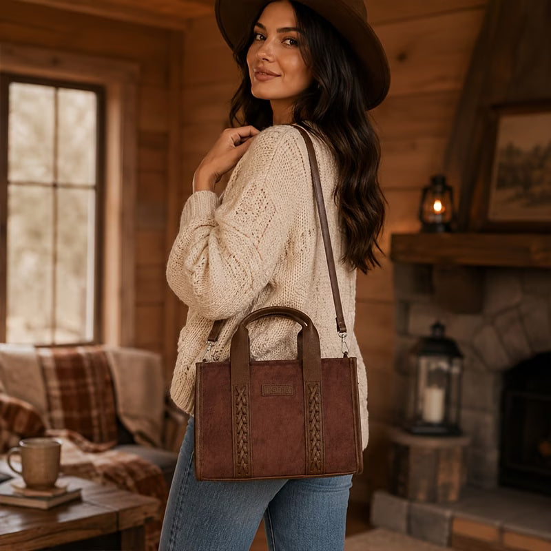 Women’s Western Boho Vintage Textured Tote Bag