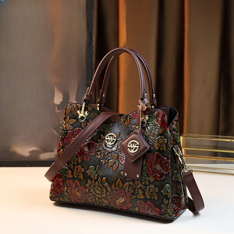 Women’s Hand-Painted Floral Handbag – Vintage Autumn Style