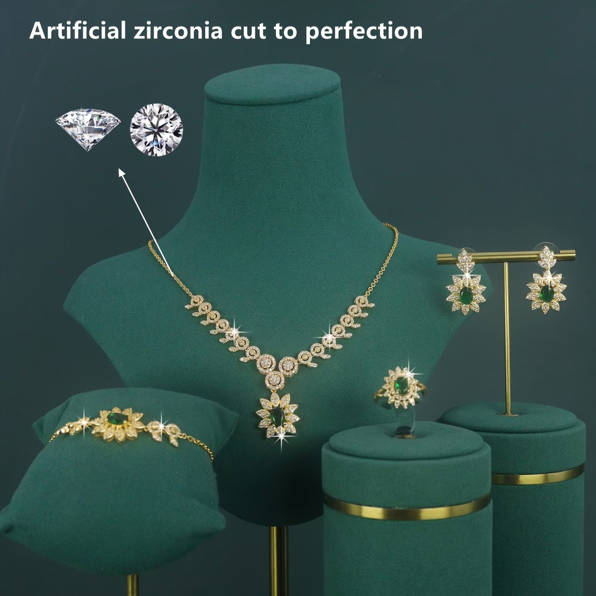 Luxury Series 18K Gold Plated Sunflower Jewelry Set