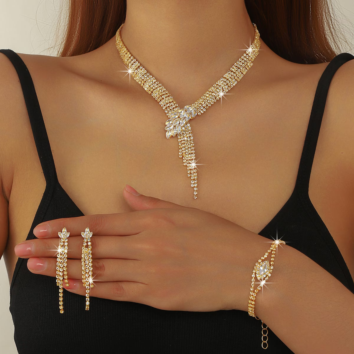 Imperial 4pcs Multi-Row Y-Necklace Jewelry Set