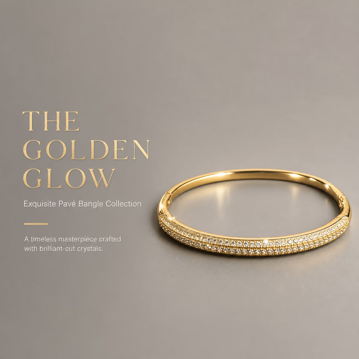 Luxury Full-Pave Golden Zirconia Bangle Bracelet