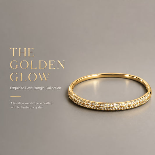 Luxury Full-Pave Golden Zirconia Bangle Bracelet
