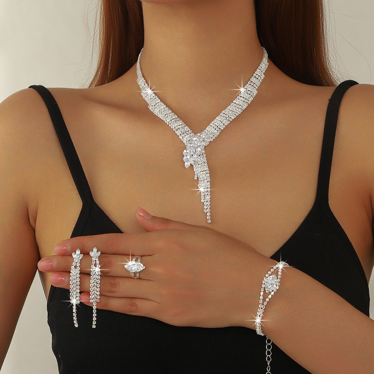 Imperial 4pcs Multi-Row Y-Necklace Jewelry Set