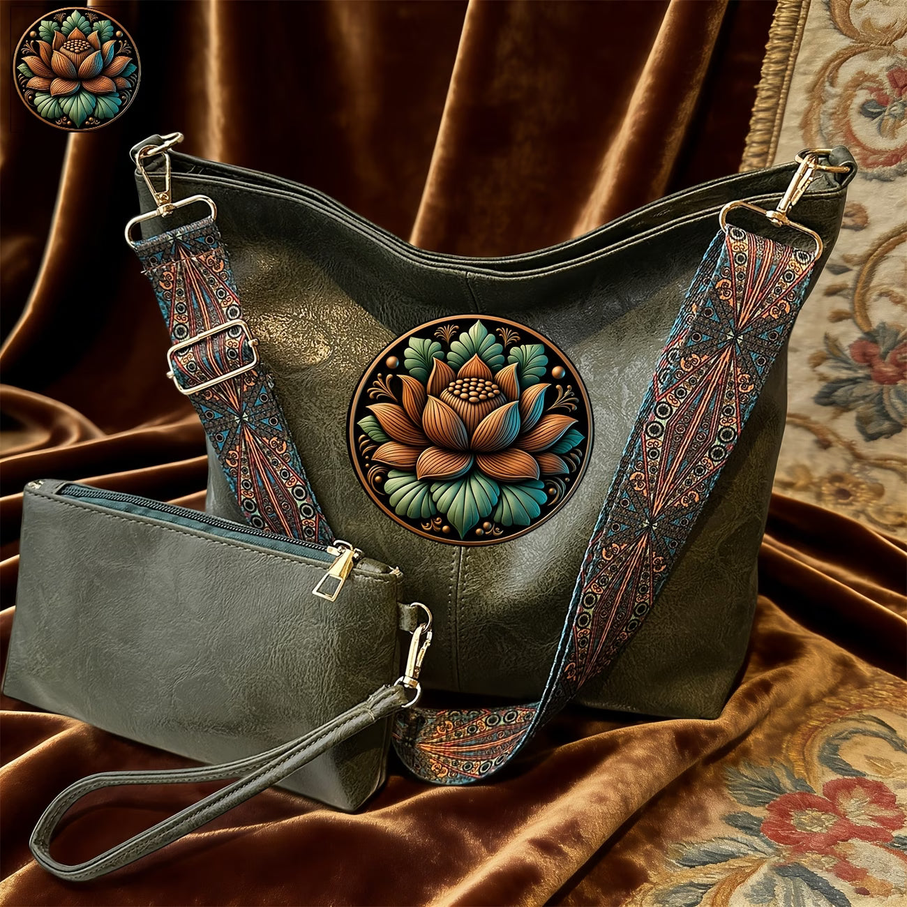 Women’s Bohemian Lotus Flower Shoulder Bag