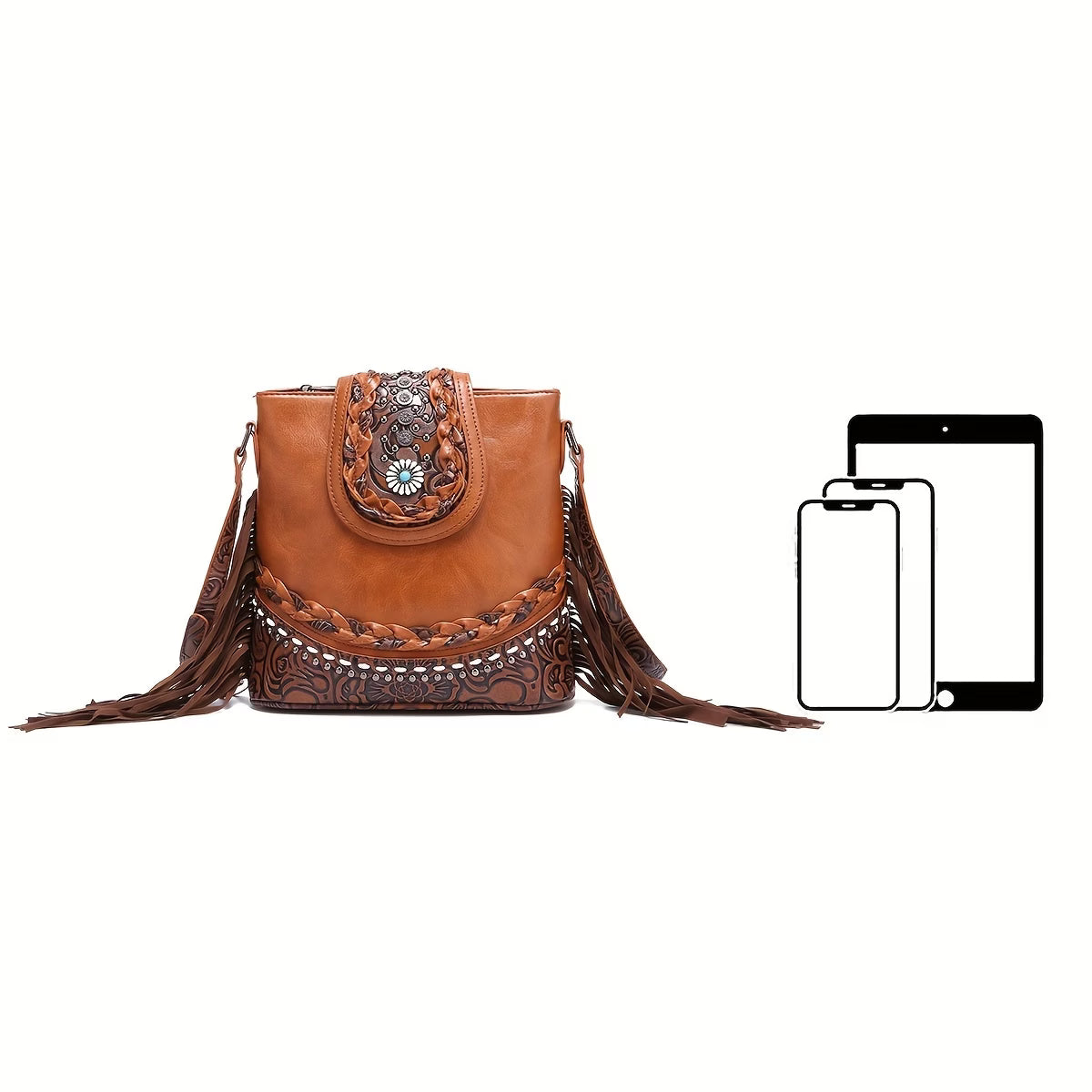 Women’s Braided Carved Tassel Shoulder Bag