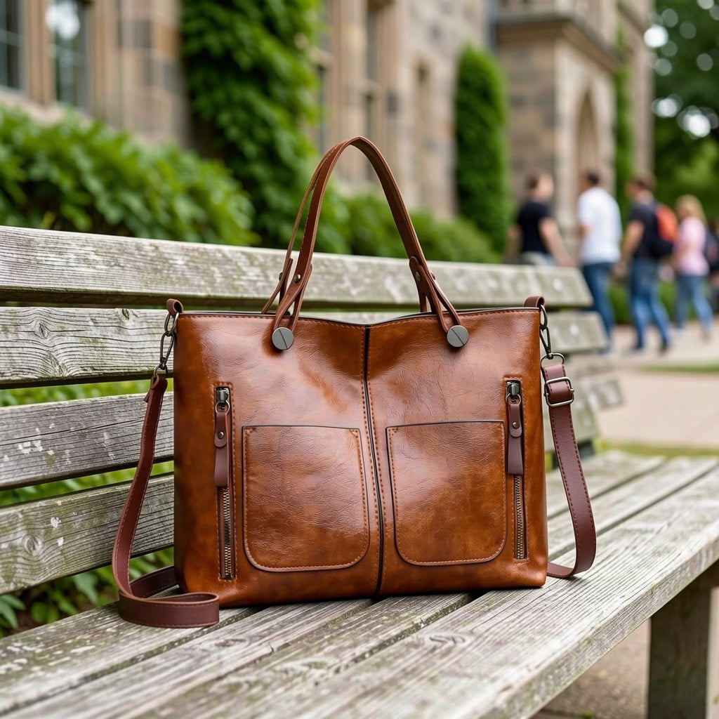 Versatile Women’s Solid Color Large-Capacity Shoulder Bag