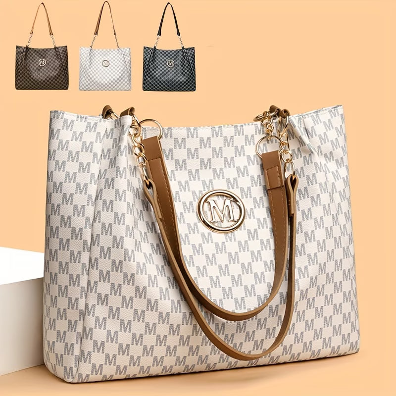 Women’s Retro Letter Print Shoulder Bag – Large Capacity
