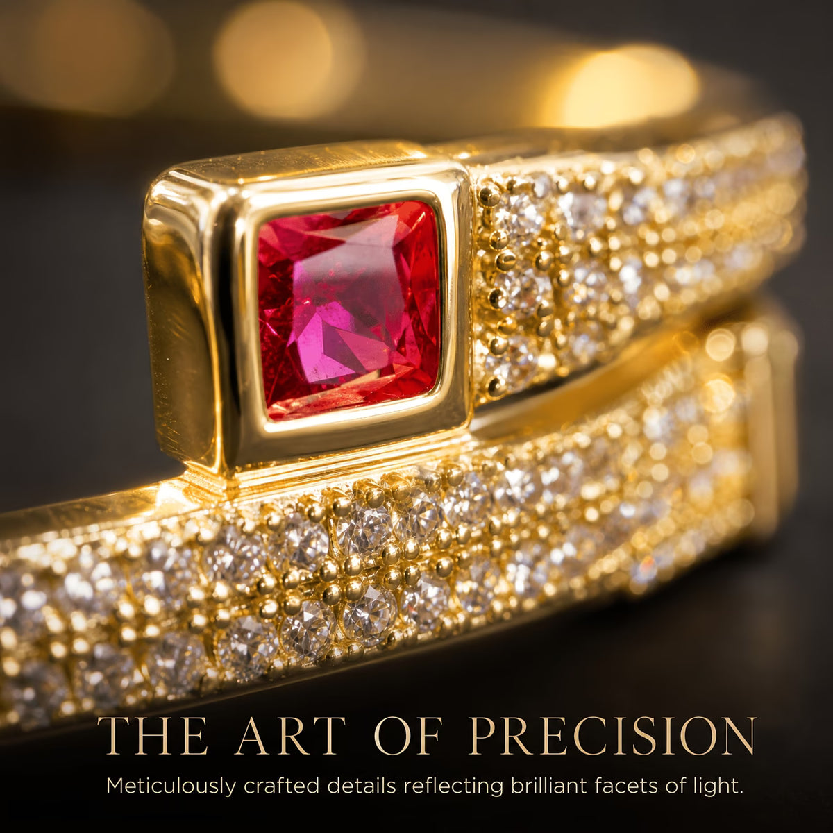 Crimson Luxe Full-Zirconia Staggered Bracelet