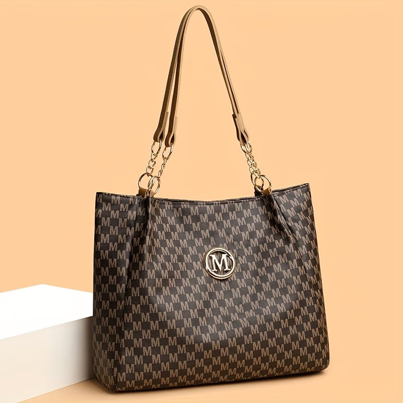 Women’s Retro Letter Print Shoulder Bag – Large Capacity