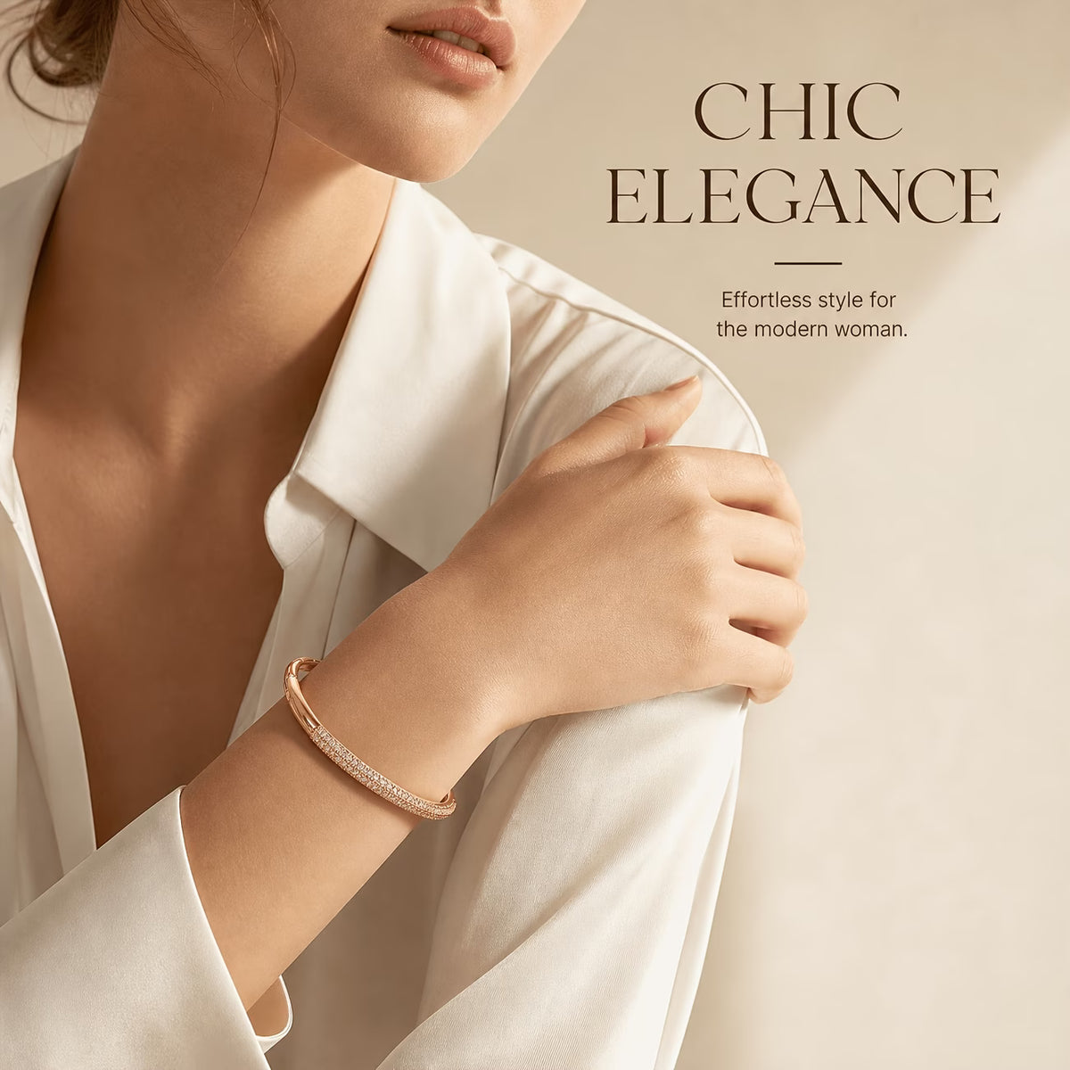 Luxury Full-Pave Golden Zirconia Bangle Bracelet