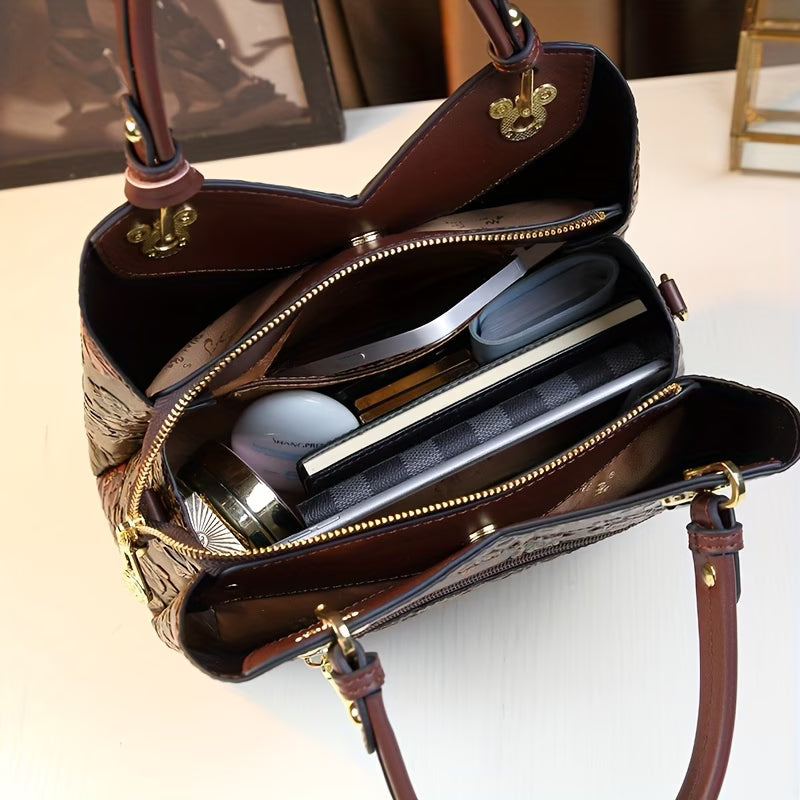 Women’s Hand-Painted Floral Handbag – Vintage Autumn Style