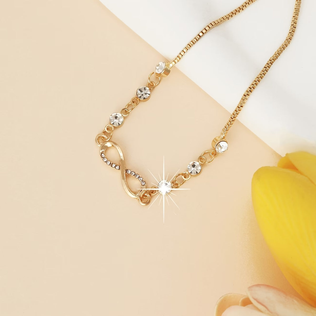 Micro Inlaid Zirconia Infinity Charm Bracelet