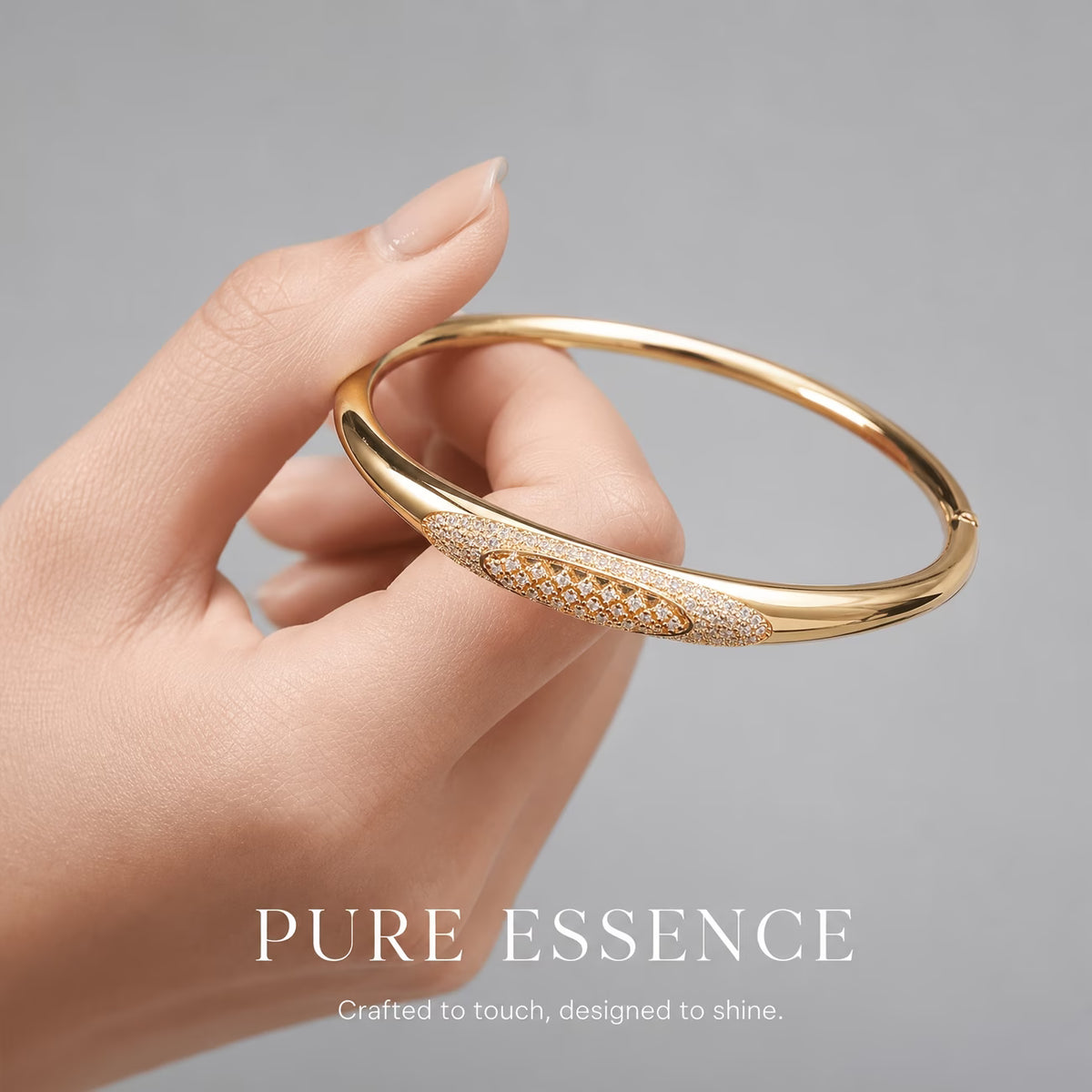 Elegant Oval Pave Zirconia Gold-Plated Bracelet