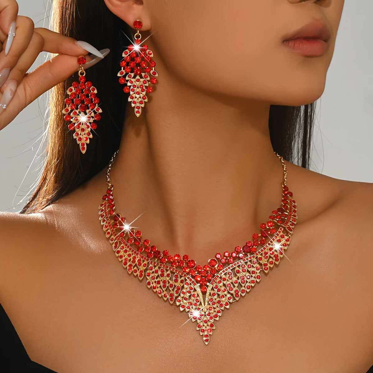 Glamour Series Rhinestone Statement Jewelry Set
