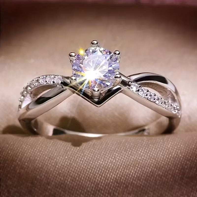 Elegant 6-Prong Setting Synthetic Gemstone Multicolor Ring