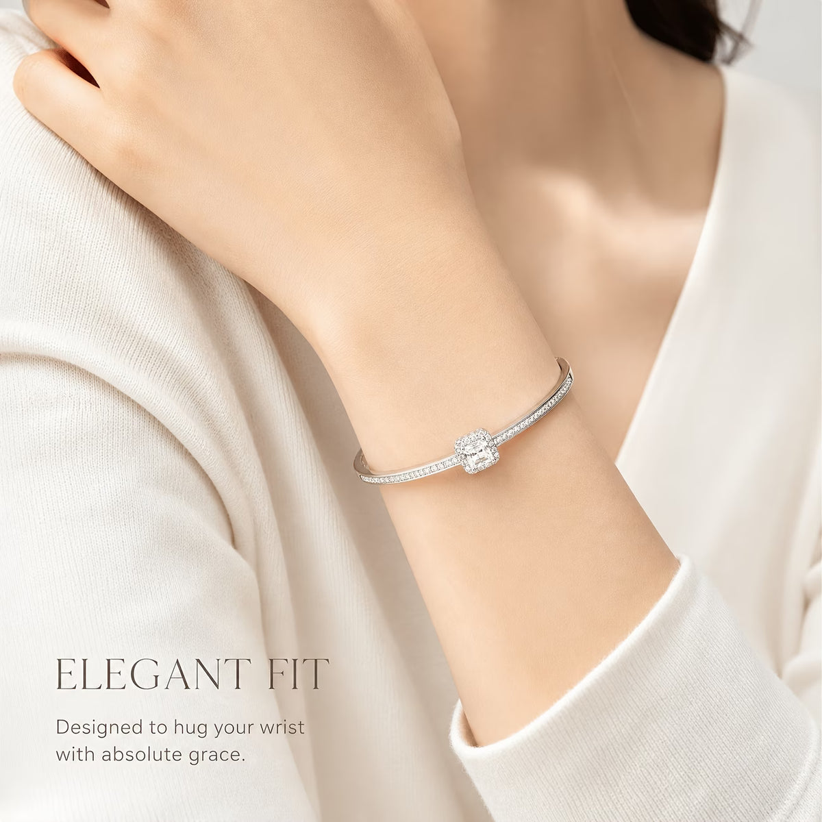 Elegant Square-Cut Synthetic Zirconia Bracelet