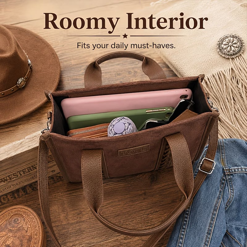 Women’s Western Boho Vintage Textured Tote Bag