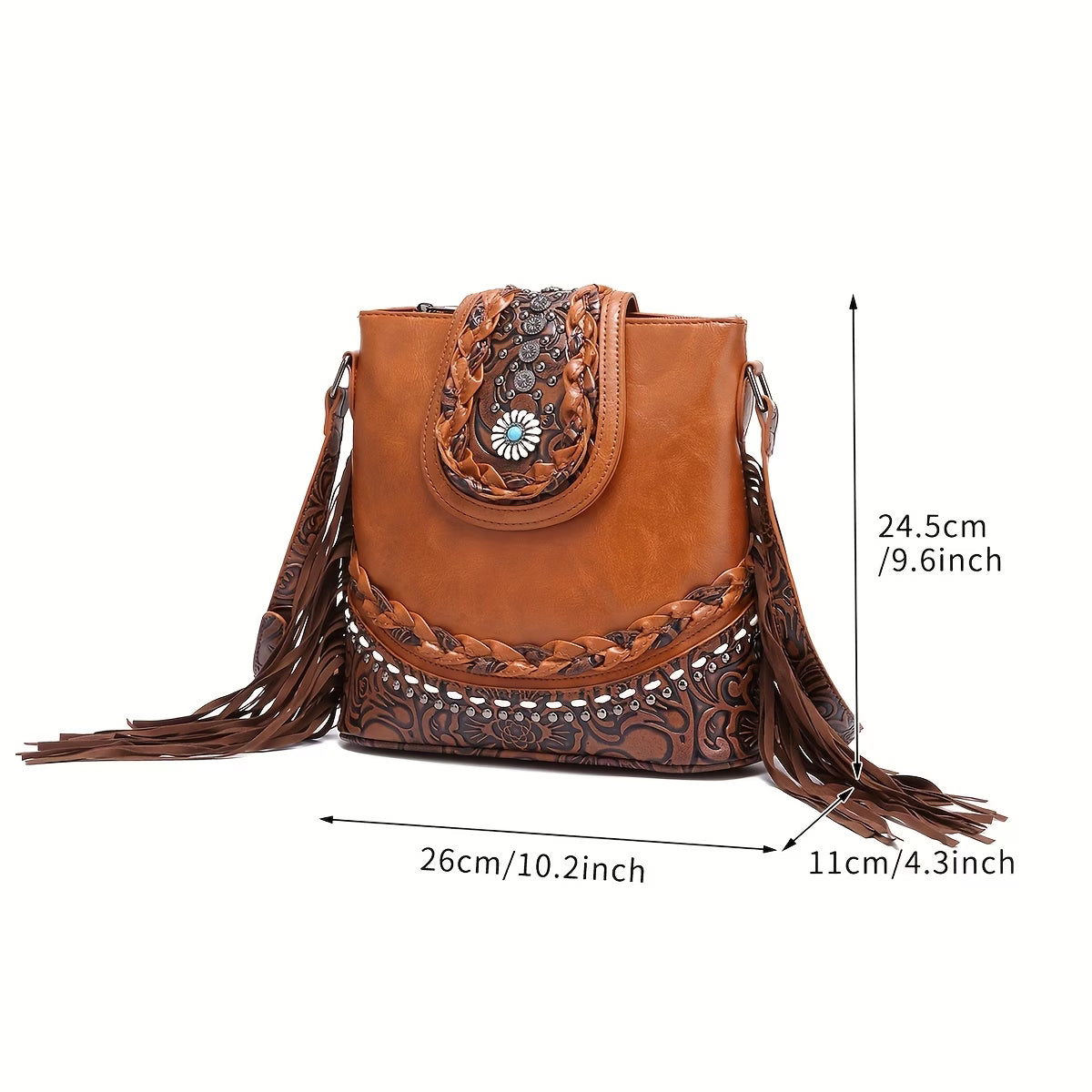 Women’s Braided Carved Tassel Shoulder Bag