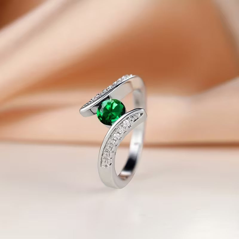 Synthetic Cubic Zirconia Unique Round Cut Ring