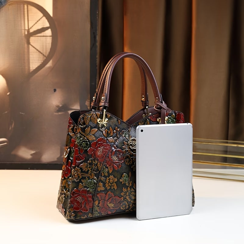 Women’s Hand-Painted Floral Handbag – Vintage Autumn Style