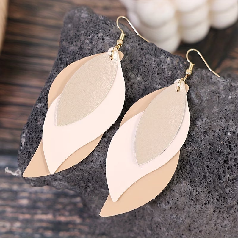 3-Layer Leaf Design Retro Dangle Earrings for Women
