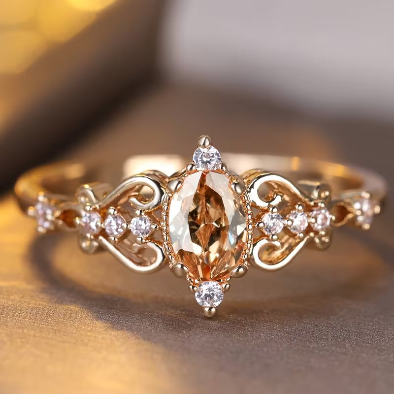 Angol Luxurious Yellow Oval-cut Synthetic Zirconia Ring