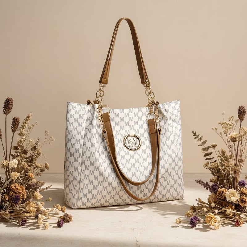 Women’s Retro Letter Print Shoulder Bag – Large Capacity