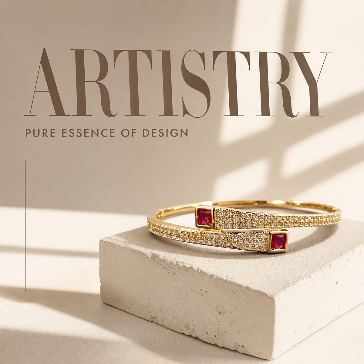 Crimson Luxe Full-Zirconia Staggered Bracelet