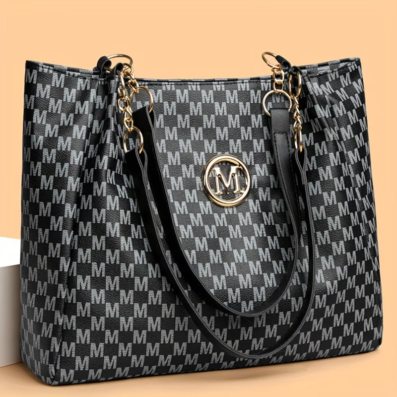 Women’s Retro Letter Print Shoulder Bag – Large Capacity
