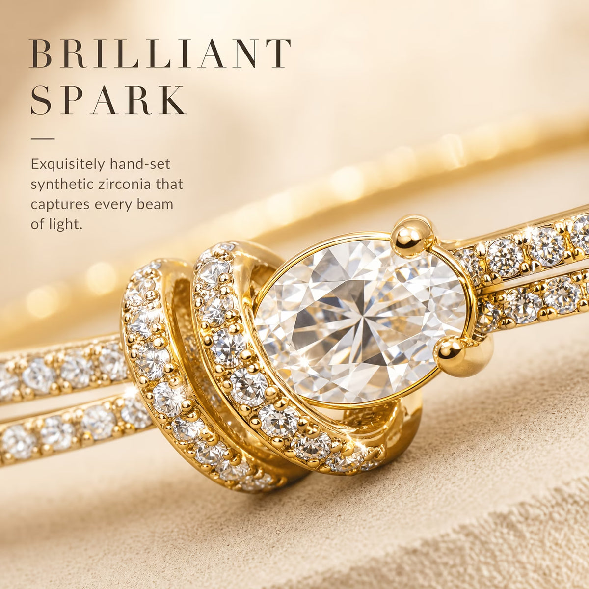 Luxury Double-Layer Golden Zirconia Knot Bangle Bracelet