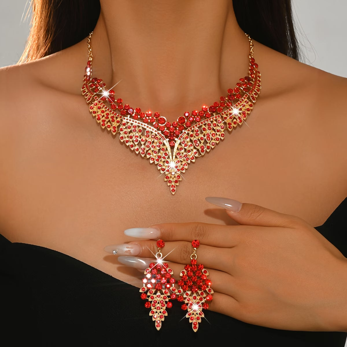 Glamour Series Rhinestone Statement Jewelry Set