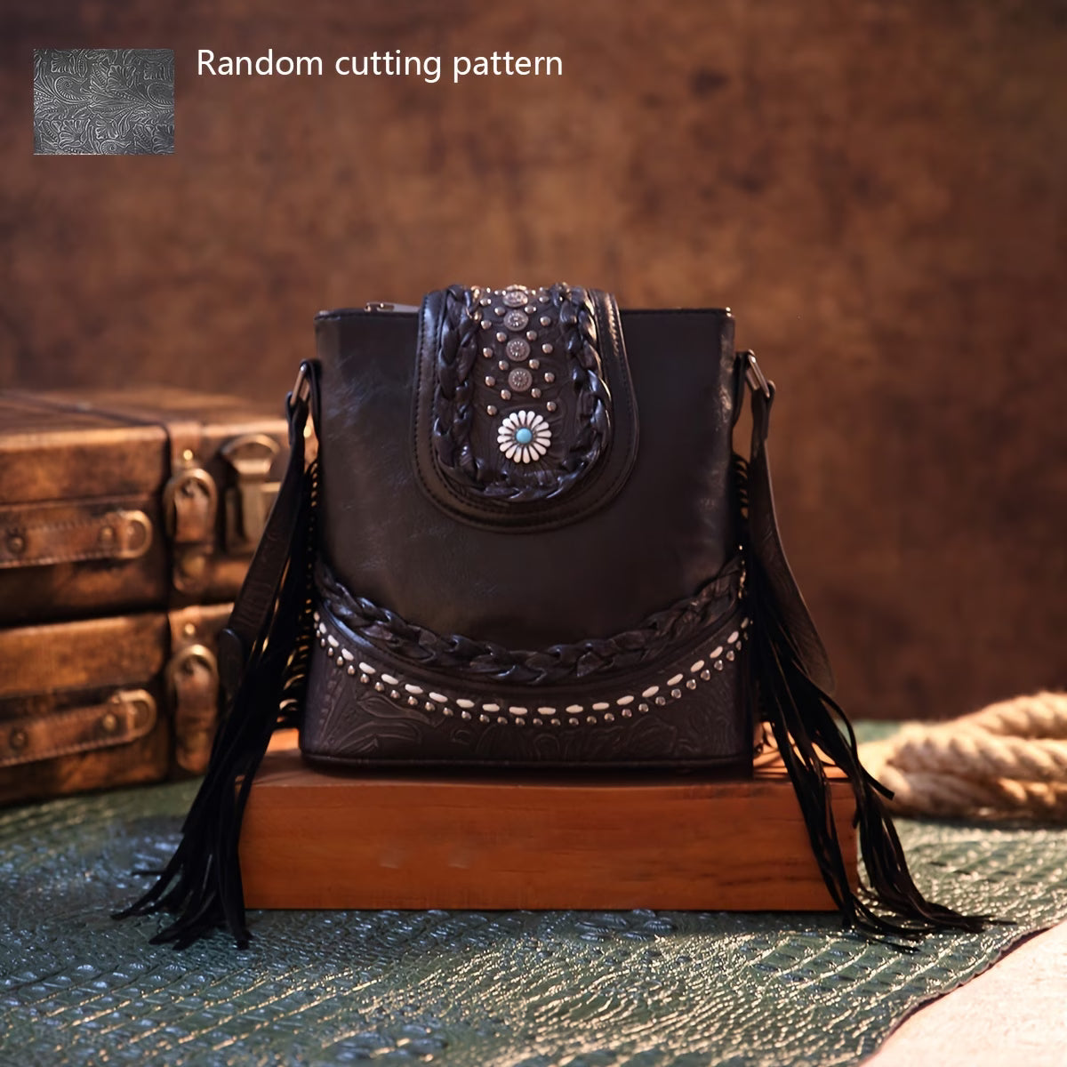 Women’s Braided Carved Tassel Shoulder Bag