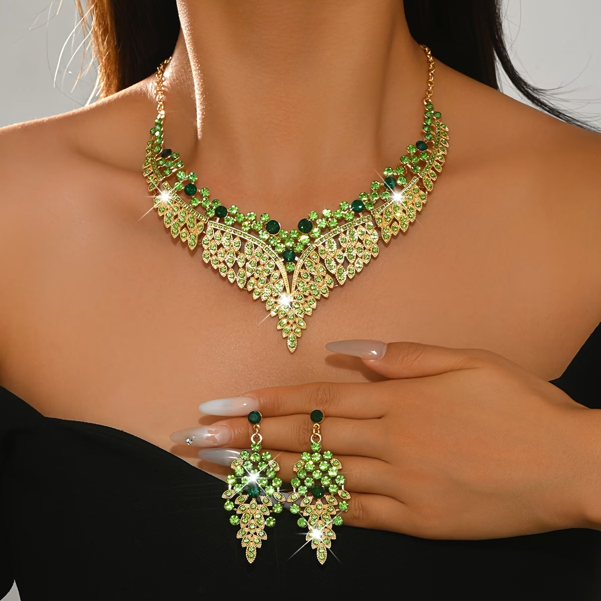 Glamour Series Rhinestone Statement Jewelry Set