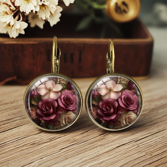 Midnight Bloom Peony & Rose Earrings