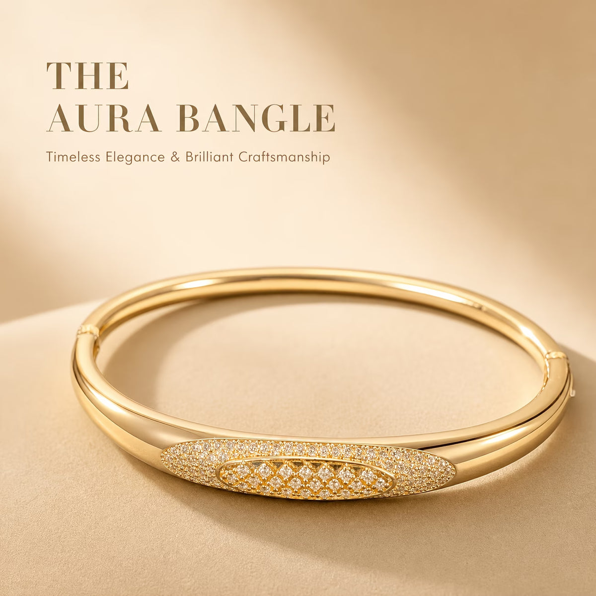 Elegant Oval Pave Zirconia Gold-Plated Bracelet