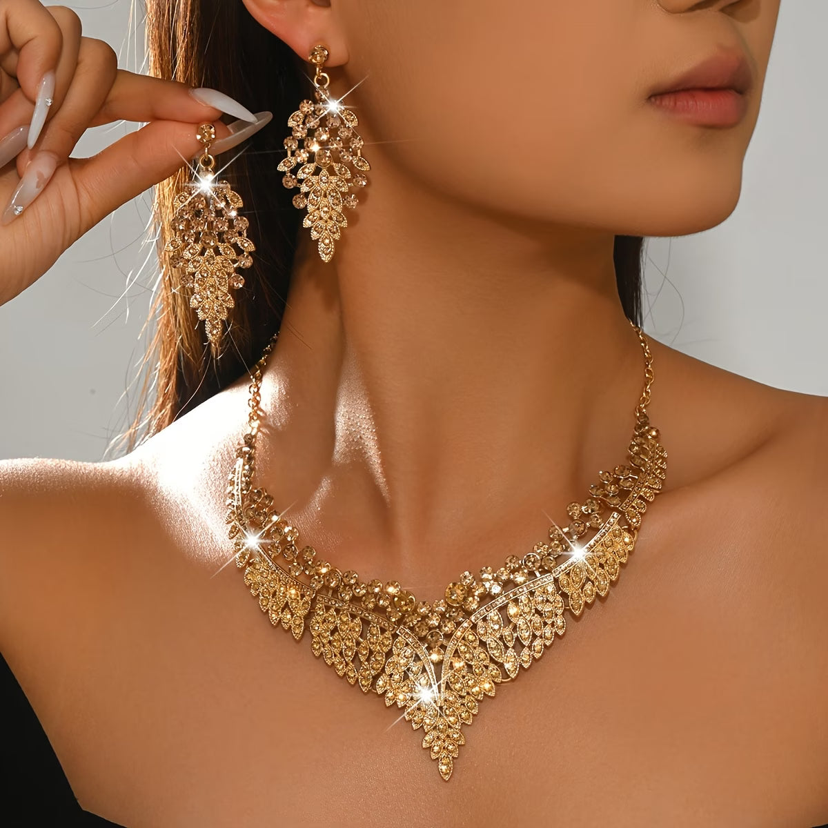 Glamour Series Rhinestone Statement Jewelry Set