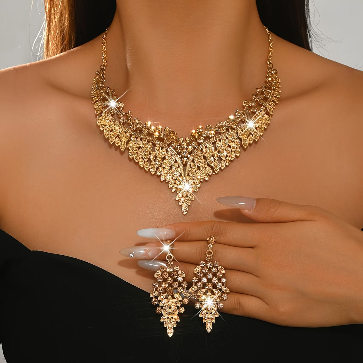 Glamour Series Rhinestone Statement Jewelry Set