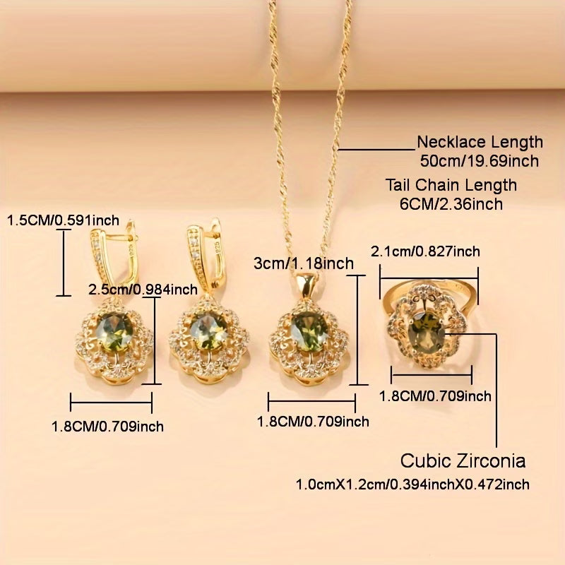 Arabesque Royal Olive Green Zirconia Jewelry Set