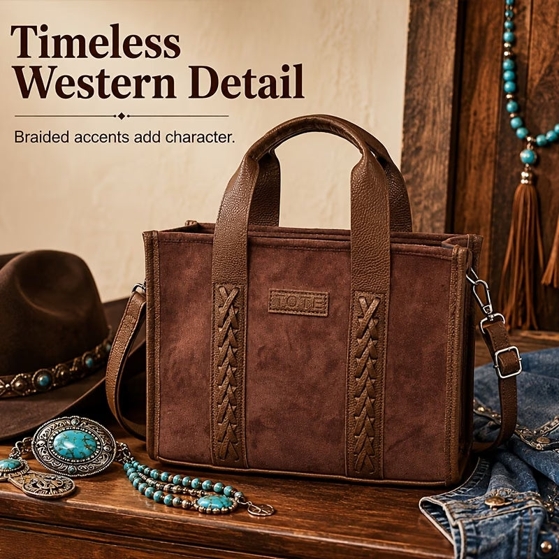 Women’s Western Boho Vintage Textured Tote Bag